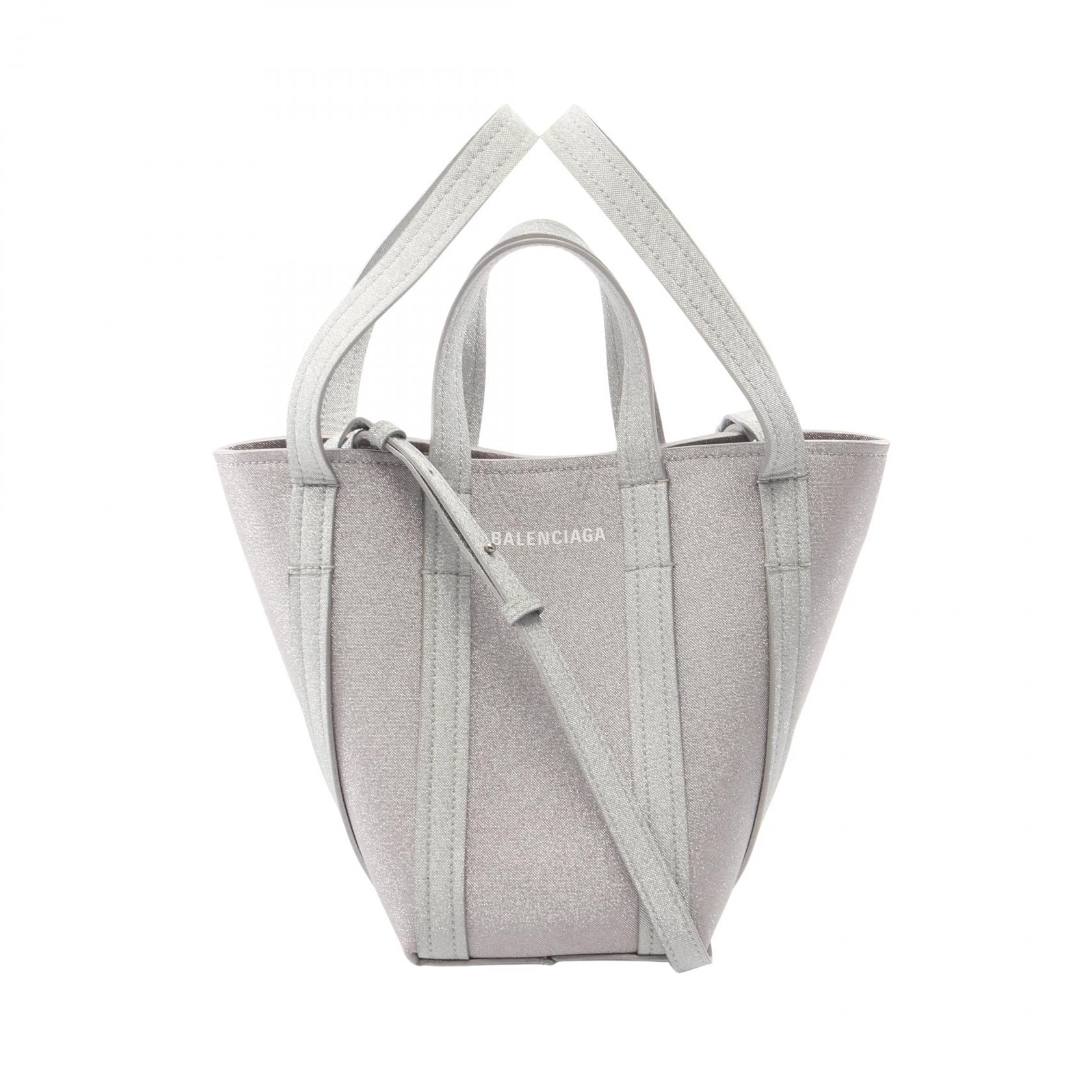 バレンシアガ BALENCIAGA Everyday XS North South 2WAY ハンドバッグ バッグ PVCコーティングキャンバス レザー レディース シルバー系 672793 【中古】