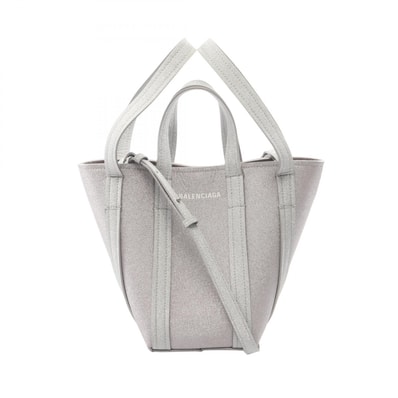バレンシアガ BALENCIAGA Everyday XS North South 2WAY ハンドバッグ バッグ PVCコーティングキャンバス レザー レディース シルバー系 672793 【中古】