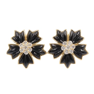 ヴァンクリーフ&アーペル Van Cleef & Arpels ローズドノエル オニキス ダイヤ ピアス ピアス ジュエリー K18(イエローゴールド) ダイヤモンド オニキス レディース ゴールド系 / ブラック系 / クリア系 【中古】