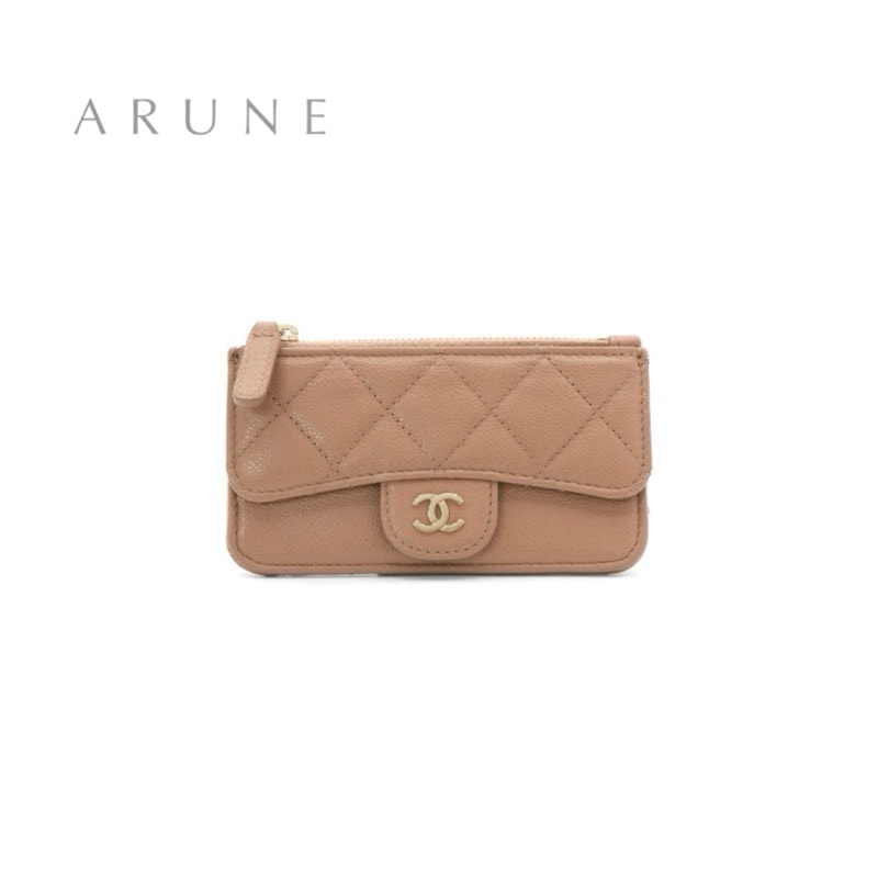 シャネル CHANEL 財布 コインケース 小銭入れ ベージュ ゴールド ココマーク フラグメントケース クラシック ジップ コインパース カードケース