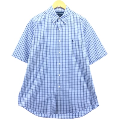 古着 ラルフローレン Ralph Lauren BLAKE 半袖 ボタンダウン チェックシャツ メンズL相当/eaa560651
