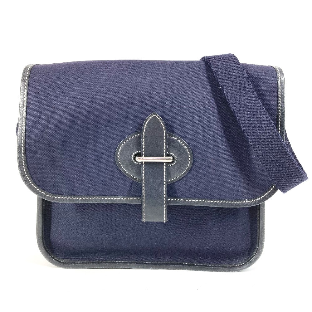 エルメス HERMES ブエナベンチュラPM ブエナベンチュラ PM 斜め掛け カバン フラップ ショルダーバッグ レザー/キャンバス ネイビー