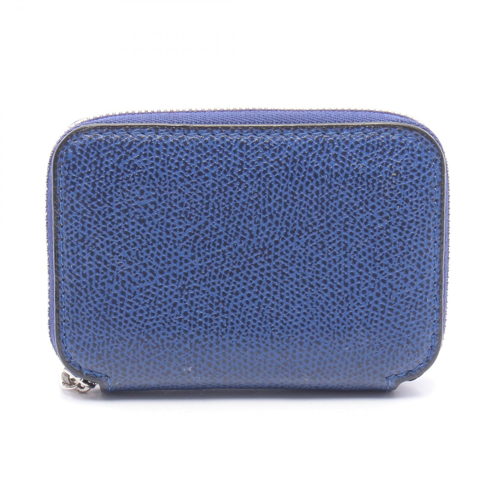 ヴァレクストラ Valextra ZIP AROUND CARD HOLDER カードケース アクセサリー レザー レディース ブルー系 【中古】