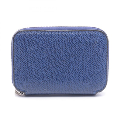 ヴァレクストラ Valextra ZIP AROUND CARD HOLDER カードケース アクセサリー レザー レディース ブルー系 【中古】