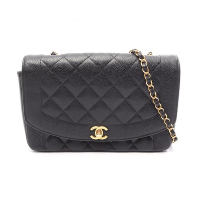 シャネル CHANEL マトラッセ ダイアナフラップ ショルダーバッグ バッグ キャビアスキン(グレインドカーフ) レディース ブラック系 A01165 【中古】