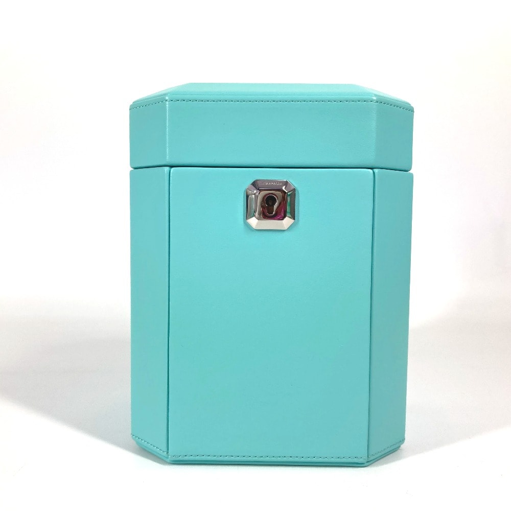 ティファニー TIFFANY&Co. ジュエリー ボックス(トール) 73476933 ティファニー ファセット アクセサリーケース ボックス BOX ジュエリーボックス 小物入れ レザー ブルー 美品