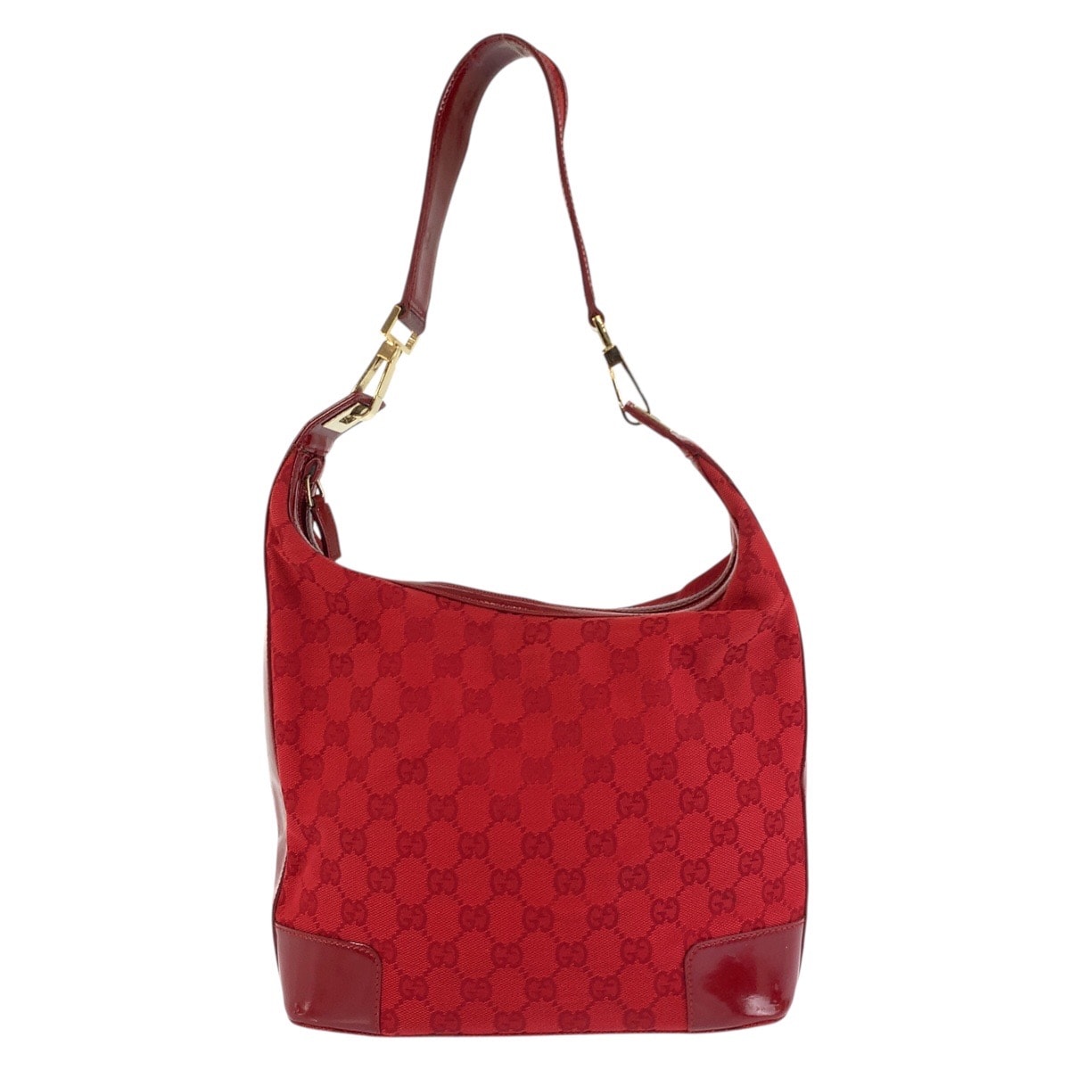 GUCCI グッチ レッド ゴールド金具 GGキャンバス エナメル/ ホーボー ショルダーバッグ 603278 【中古】