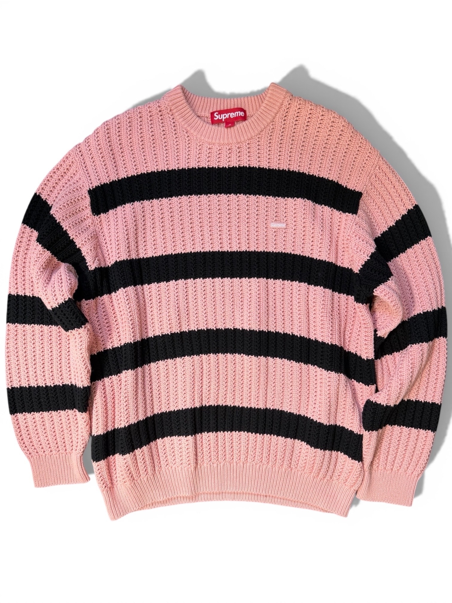 Supreme Loose Gauge Stripe Small Box Sweater "Pink"