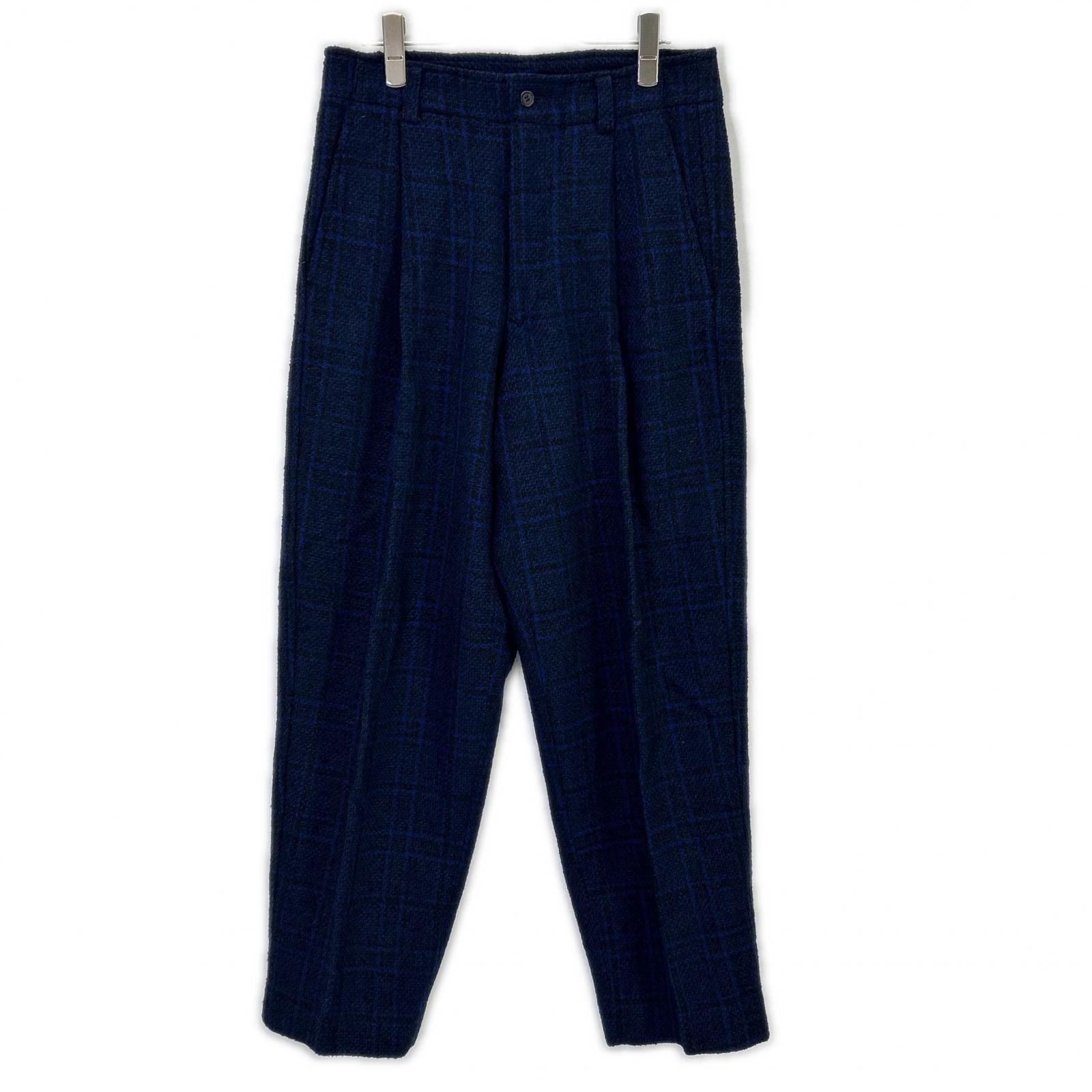 イッセイミヤケメン 80s ブルー ウール パンツ 筆タグ L