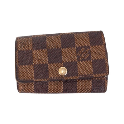 LOUIS VUITTON ルイヴィトン ダミエ ミュルティクレ 6 ブラウン ゴールド金具 PVC キーケース 6連 男女兼用 600234 【中古】