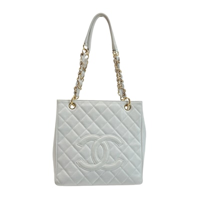 ☆☆CHANEL シャネル ココマーク マトラッセ PST チェーントートバッグ A50994 ホワイト キャビアスキン ゴールド金具