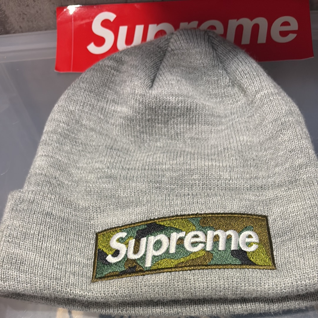 Supreme New Era Box Logo Beanie "Heather Grey" (23FW)