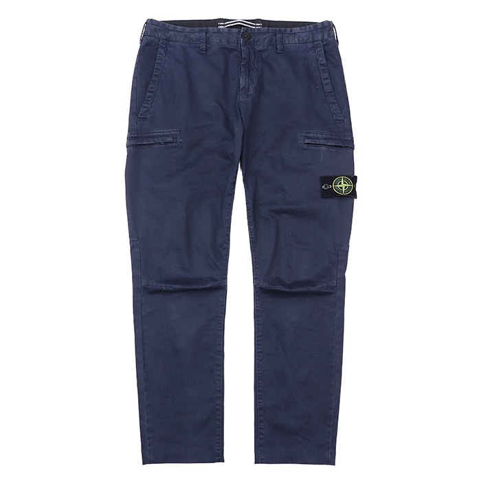 【SALE】STONE ISLAND ストーンアイランド カーゴパンツ サイズ W31 メンズ ロゴワッペン フェード加工 ボトムス ネイビー 紺 ルーマニア製