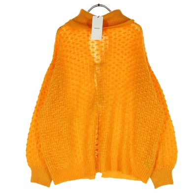 未使用 MOUSSY マウジー モヘヤ混 ウール混 長袖 リボン タートルネック ニット F オレンジ