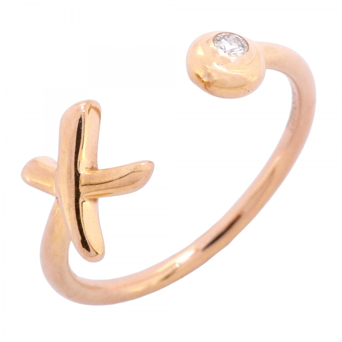 【6jdb0415-02】ティファニー リング キス 1PD K18PG ピンクゴールド ダイヤモンド 14号【中古】レディース