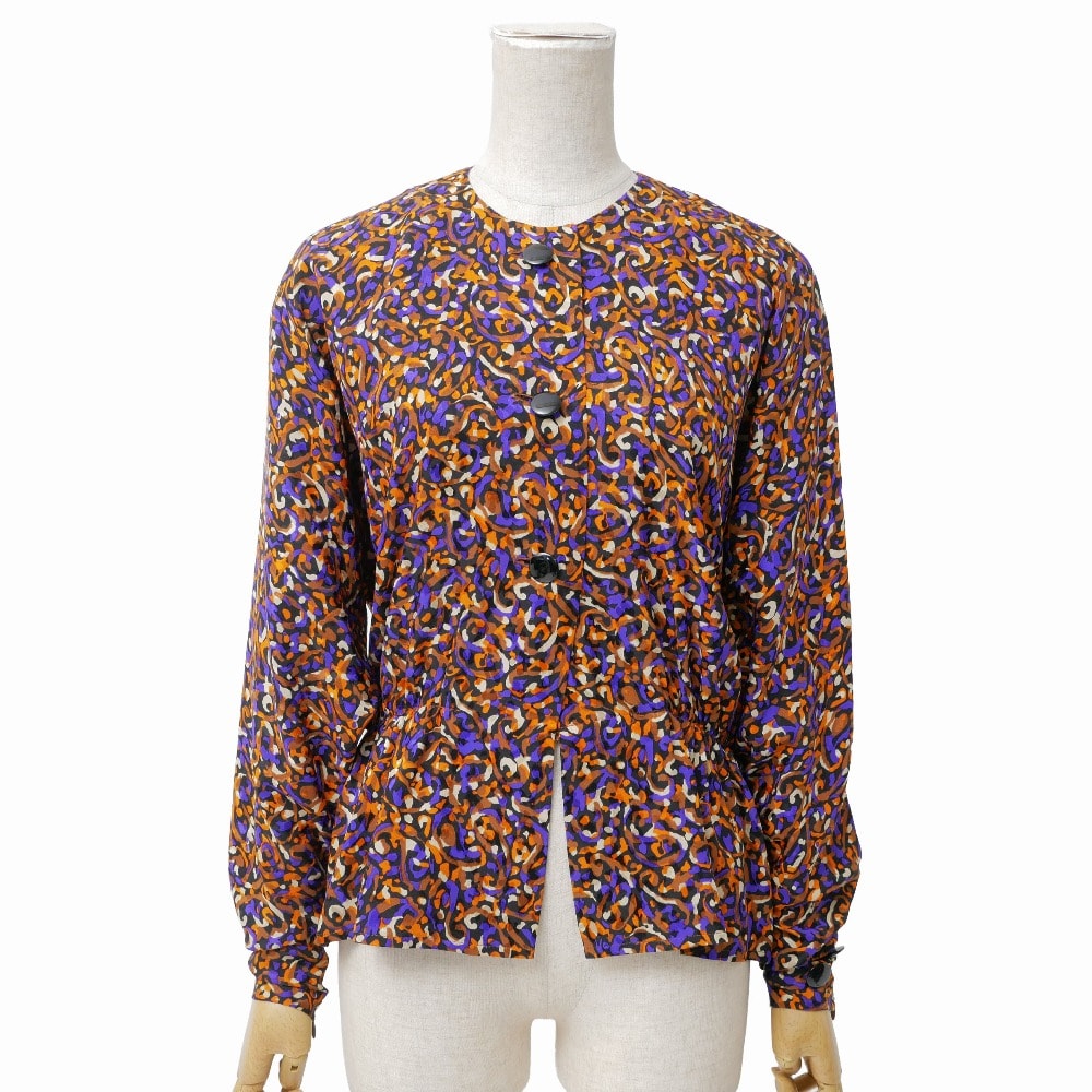 GIVENCHY ジバンシィ ヴィンテージ ブラウス サイズ10 総シルク ノーカラー ブランド古着【中古】20260604/RA9595