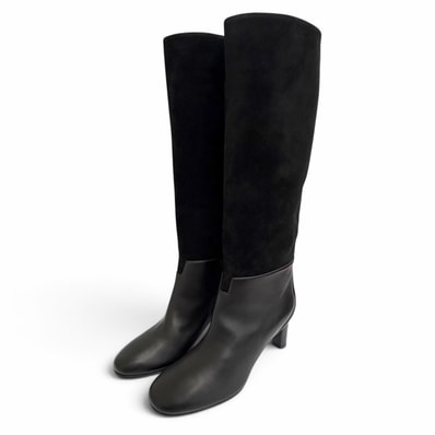 極美品 エルメス ロングブーツ ブラック レディース 37