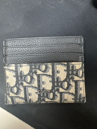 Dior Card Holder Dior Oblique Jacquard & Grained Calfskin "Beige"