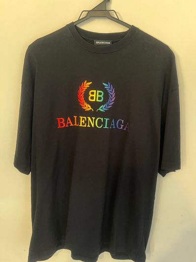 BALENCIAGA BB Rainbow Logo T-Shirt "Black"