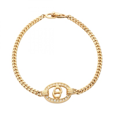 ディオール Dior CDロゴ ブレスレット アクセサリー GP(ゴールドメッキ) ラインストーン レディース ゴールド系 / クリア系 【中古】