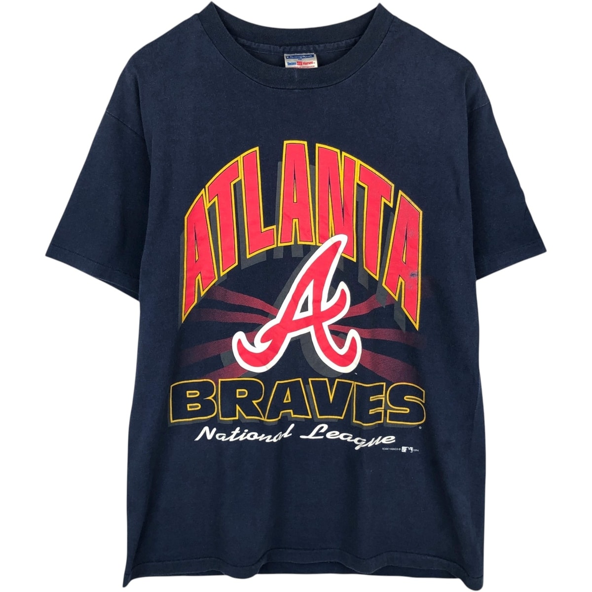 古着 90年代 ヘインズ Hanes Champknit MLB ATLANTA BRAVES アトランタブレーブス スポーツプリントTシャツ USA製 メンズL相当/eaa649470