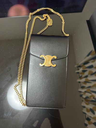 CELINE バーティカル モバイルポーチ / シャイニーカーフスキン ブラック