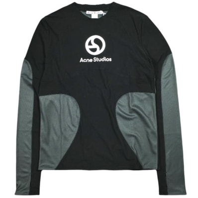 新品 Acne Studios アクネストゥディオズ 25SS LONG SLEEVE T-SHIRT LOGO テクニカルジャージー ロゴロングスリーブTシャツ FN-MN-TSHI000629 S BLACK 定価61,600円 トップス g25083