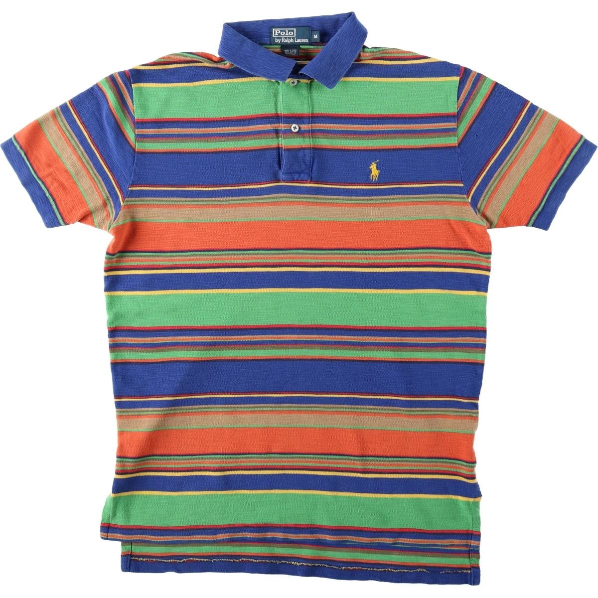 古着 ラルフローレン Ralph Lauren POLO by Ralph Lauren マルチボーダー 半袖 ボーダー ポロシャツ メンズM相当/eaa654565