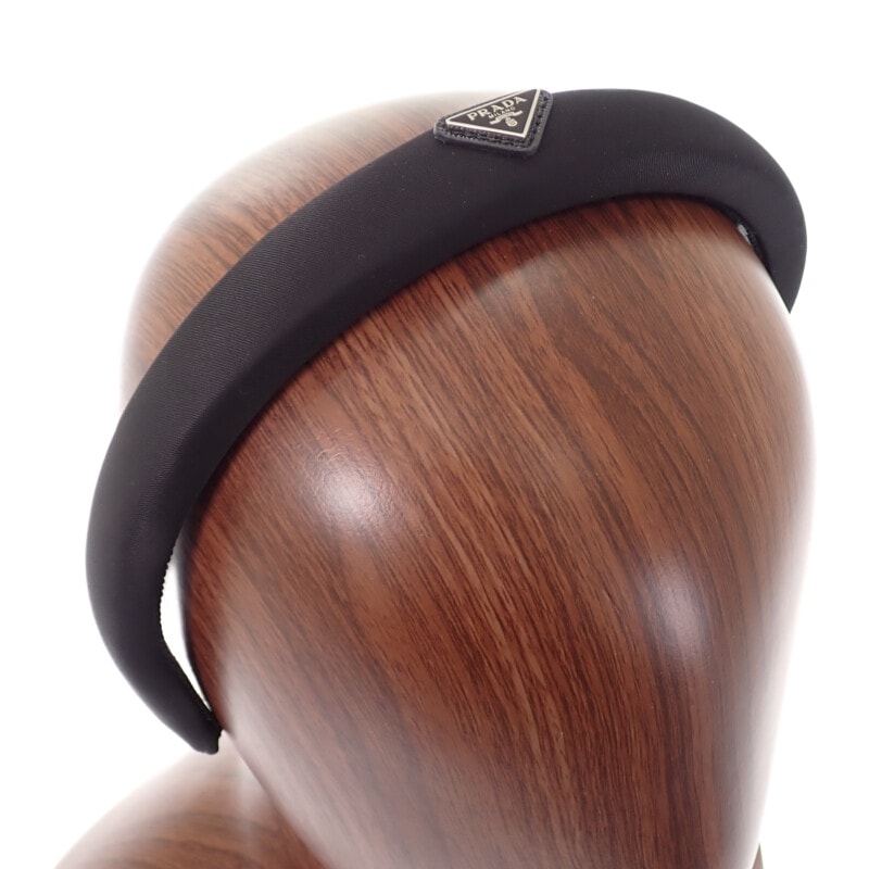 プラダ PRADA ヘッドバンド 1IH080 ヘアアクセサリー ナイロン ブラック シルバー金具 レディース【中古】【Aランク】