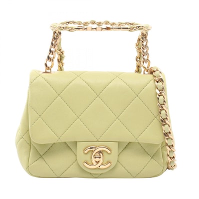 シャネル CHANEL ミニマトラッセ トップハンドル 2WAY ショルダーバッグ バッグ ラムスキン(羊革) レディース グリーン系 AS3748 【中古】