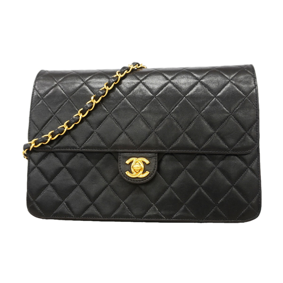 ★SALE【6kb0958】シャネル ショルダーバッグ マトラッセ チェーンショルダー ラムスキン ブラック【中古】レディース