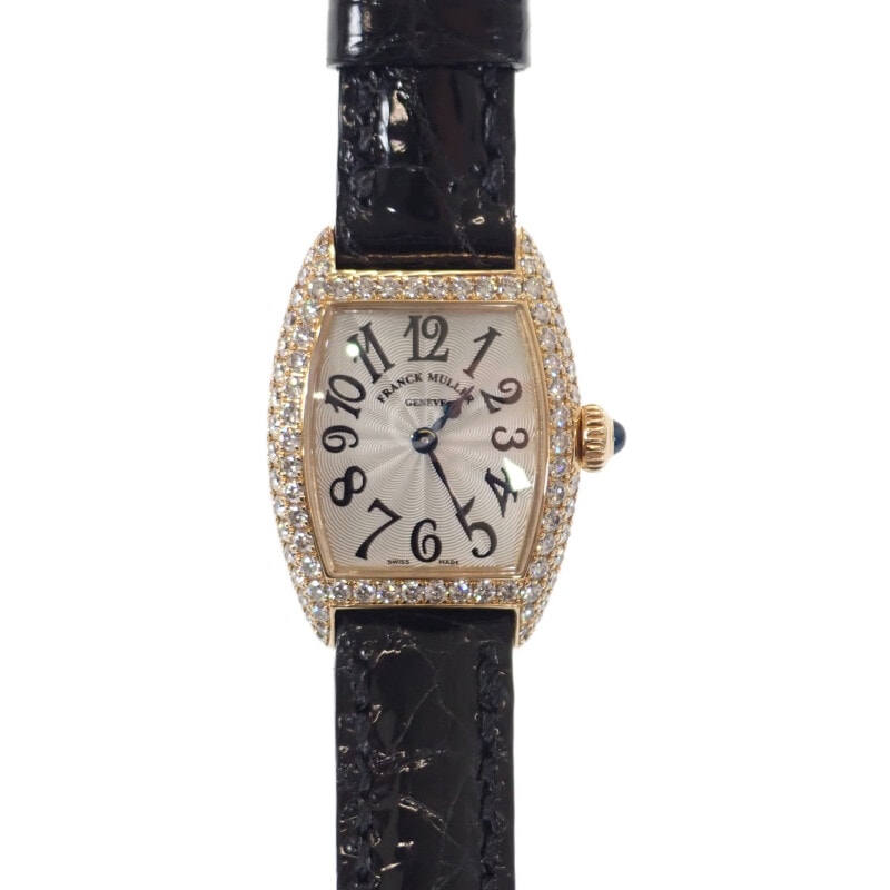 フランクミュラー FRANCK MULLER トノウカーベックスプティ 2500QZD4N 腕時計 K18イエローゴールド ダイヤモンド クオーツ シルバー文字盤 レディース【中古】【ABランク】