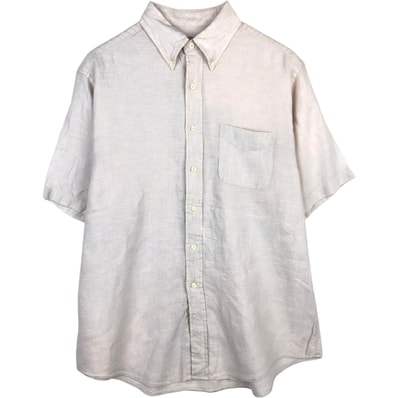 古着 ブルックスブラザーズ Brooks Brothers Est.1818 半袖 リネン ボタンダウンシャツ メンズL相当/eaa649210