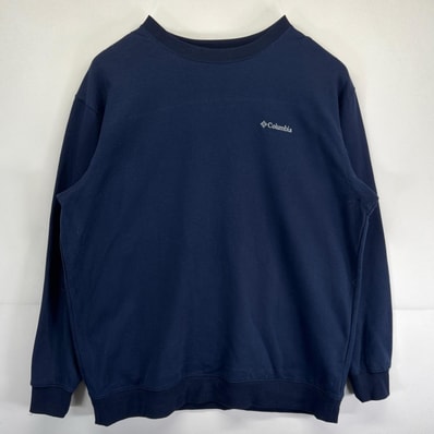 古着 コロンビア Columbia スウェット 大きいサイズ クルーネック トレーナー ワンポイントロゴ刺繍 アウトドア 2XL ネイビー系 メンズ