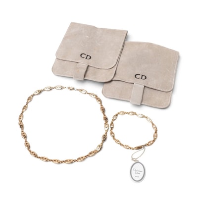 ■美品■Christian Dior クリスチャンディオール ネックレス 2点セット CDロゴ チェーンネックレス ブレスレット ブランド古着【中古】20260915/RB0728