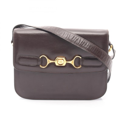 セリーヌ CELINE マカダム ショルダーバッグ バッグ レザー レディース ブラウン系 【中古】