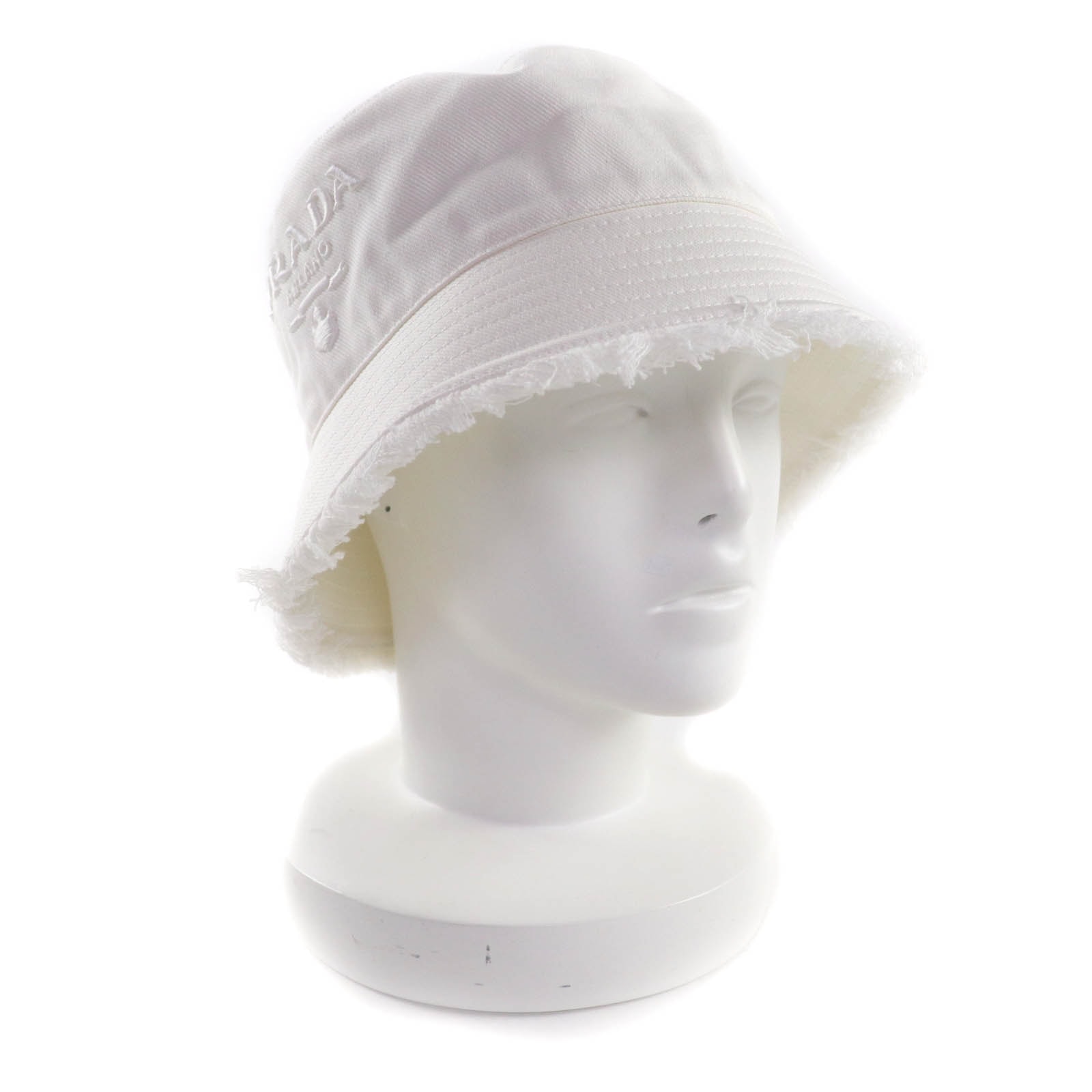 極美品 プラダ ハット ホワイト レディース M 58cm 1HC137