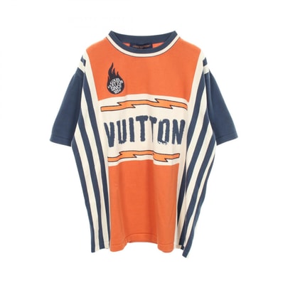 ルイ・ヴィトン LOUIS VUITTON ロゴ ショートスリーブ ニット 衣料品 トップス コットン メンズ ブラウン系 / ネイビー系 RM241M DFV HQN21W 【中古】