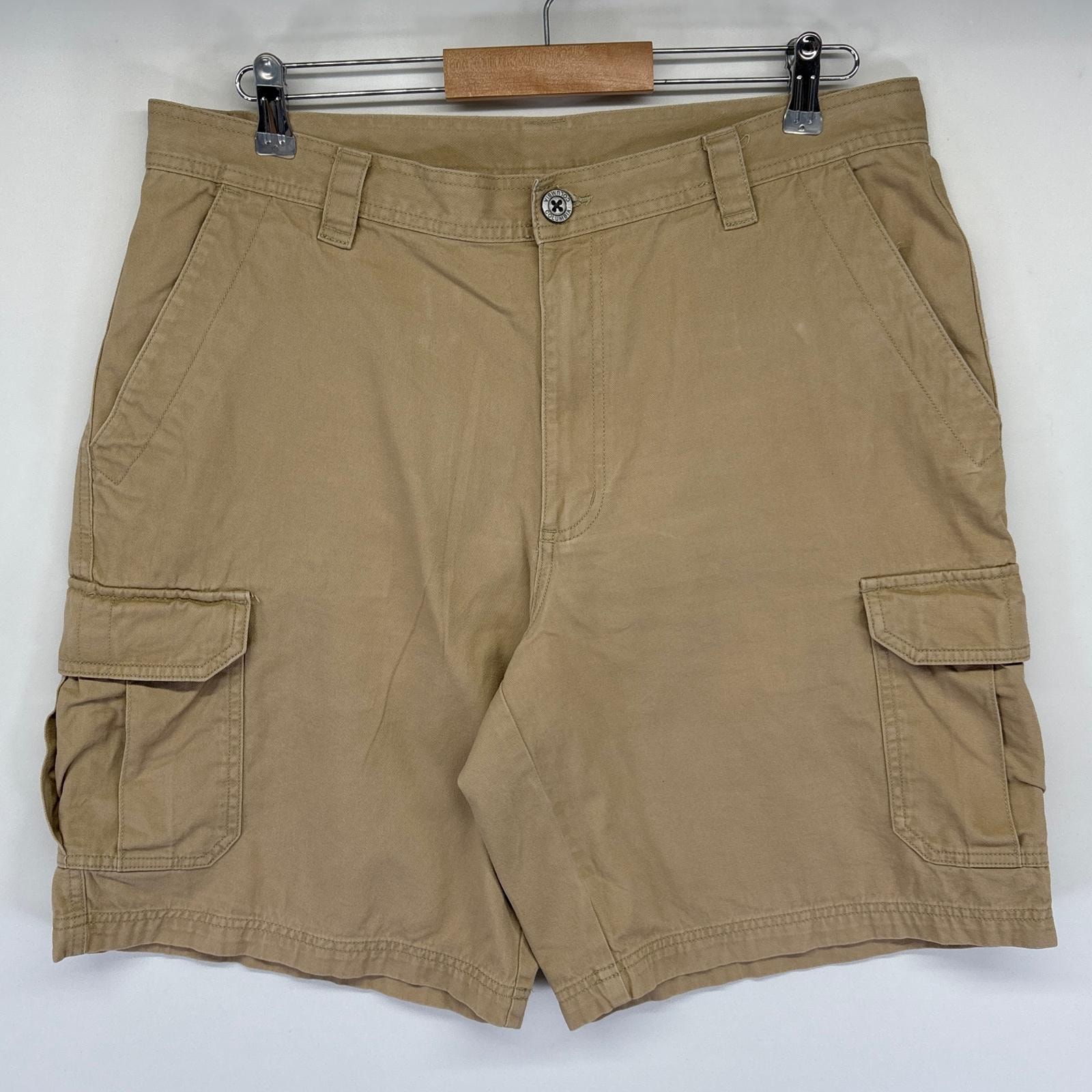 古着 コロンビア Columbia ショートパンツ カーゴ ハーフ ショーツ ワンポイントロゴ アウトドア w36 L10  ベージュ メンズ