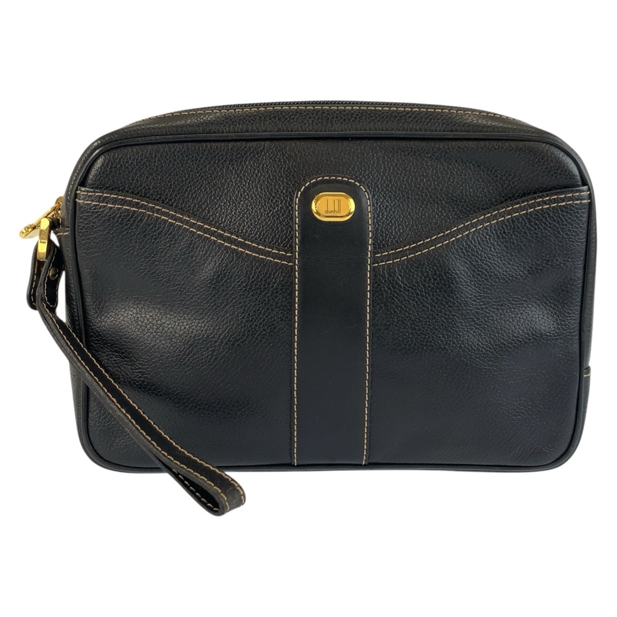 美品 Dunhill ダンヒル ブラック 黒 ゴールド金具 レザー クラッチバッグ セカンドバッグ 603430 【中古】