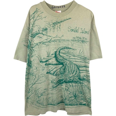 古着 00年代 ヘインズ Hanes HEAVYWEIGHT 50/50 大判プリント ワニ柄 アニマルTシャツ メンズXL相当/eaa652875