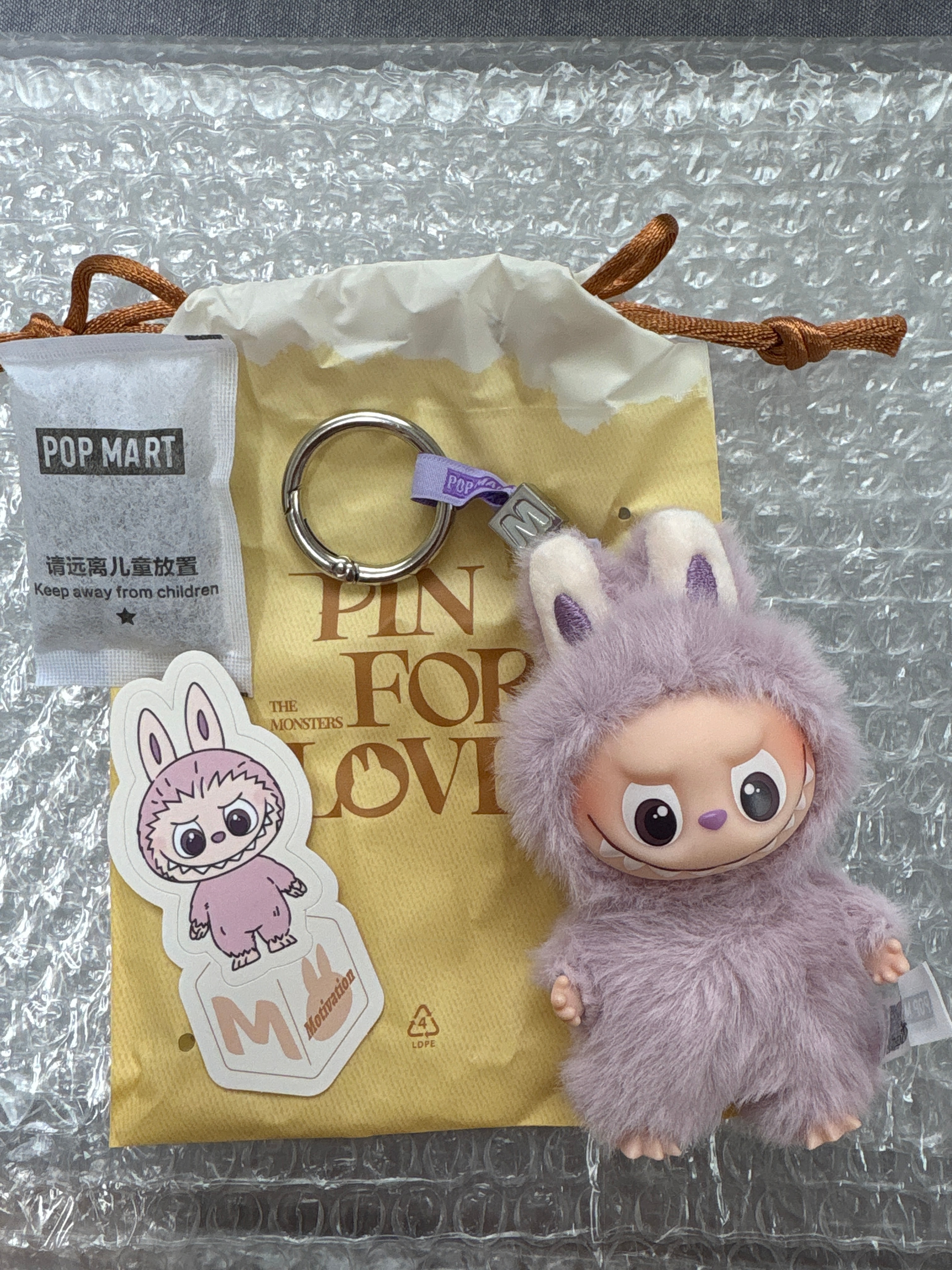 POP MART THE MONSTERS (LABUBU) Pin for Love Series-Vinyl Plush Pendant (A-M) M