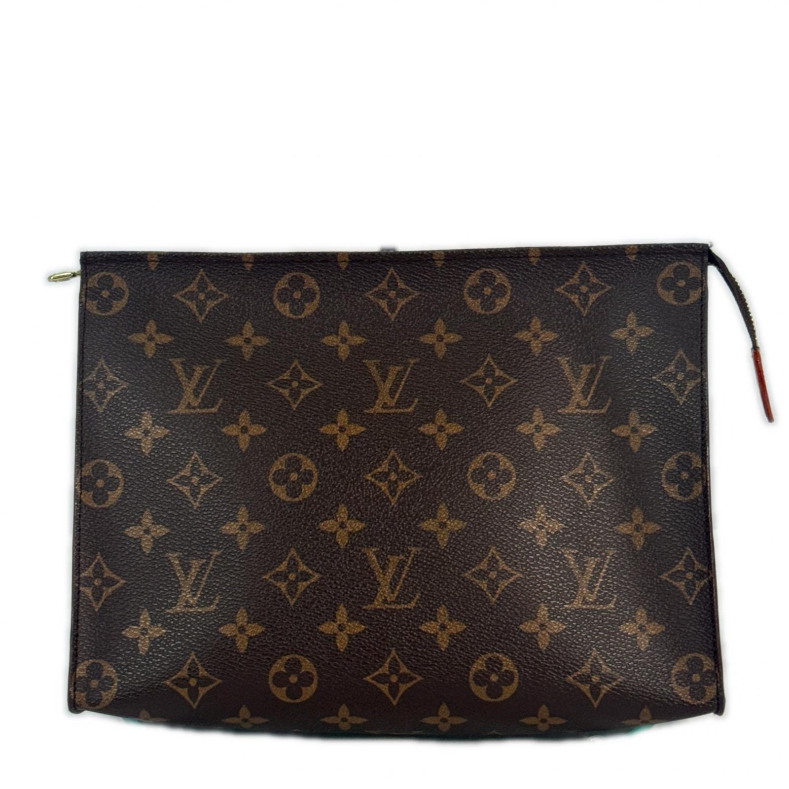 美品 LOUIS VUITTON ルイ・ヴィトン M47542 バッグ ポッシュトワレ モノグラム クラッチバッグ ブラウン TH1020 ユニセックス