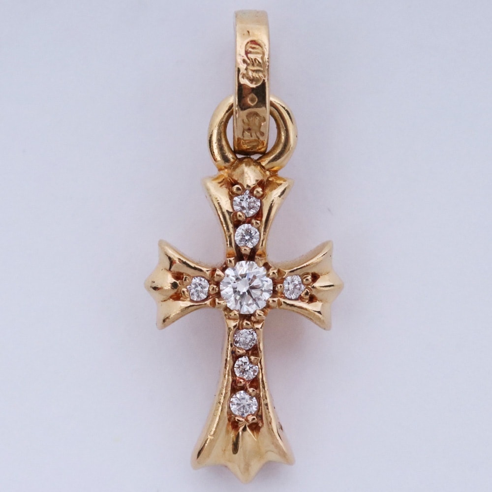 クロムハーツ 22K CH クロス ベビーファット チャーム ウィズ パヴェ