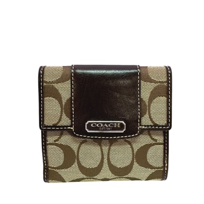 コーチ COACH 二つ折り財布 シグネチャー ダブルホック ベージュ