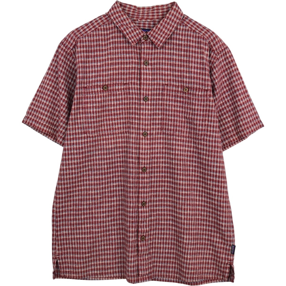 古着 パタゴニア Patagonia 53139SP16 バックステップシャツ チェック柄 半袖 オーガニックコットン×ヘンプシャツ ボックスシャツ メンズM相当/eaa623544