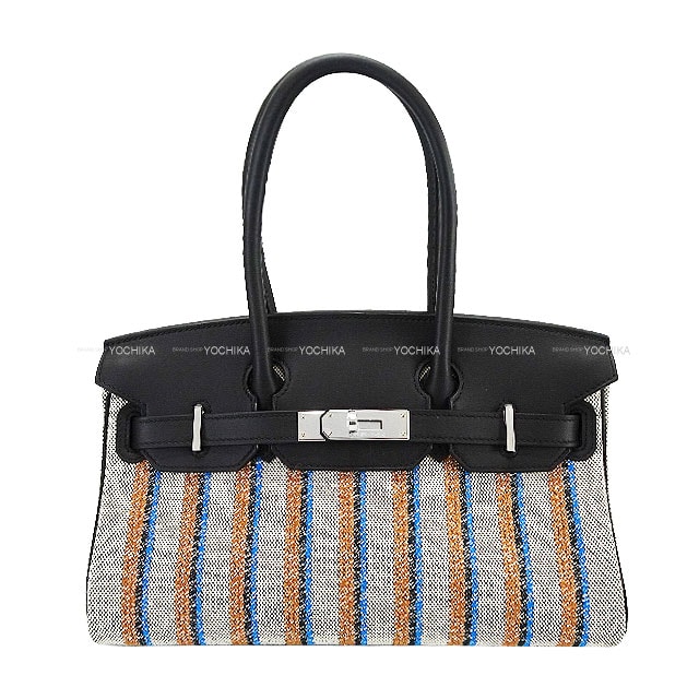 HERMES エルメス ショルダーバッグ ショルダーバーキンライト29 クーベルチュール ライン 刺繍 黒 (ブラック)/エクリュ/ブルーザンジバル トワルアッシュ/スイフト シルバー金具 K刻印 新品