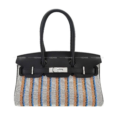 HERMES エルメス ショルダーバッグ ショルダーバーキンライト29 クーベルチュール ライン 刺繍 黒 (ブラック)/エクリュ/ブルーザンジバル トワルアッシュ/スイフト シルバー金具 K刻印 新品