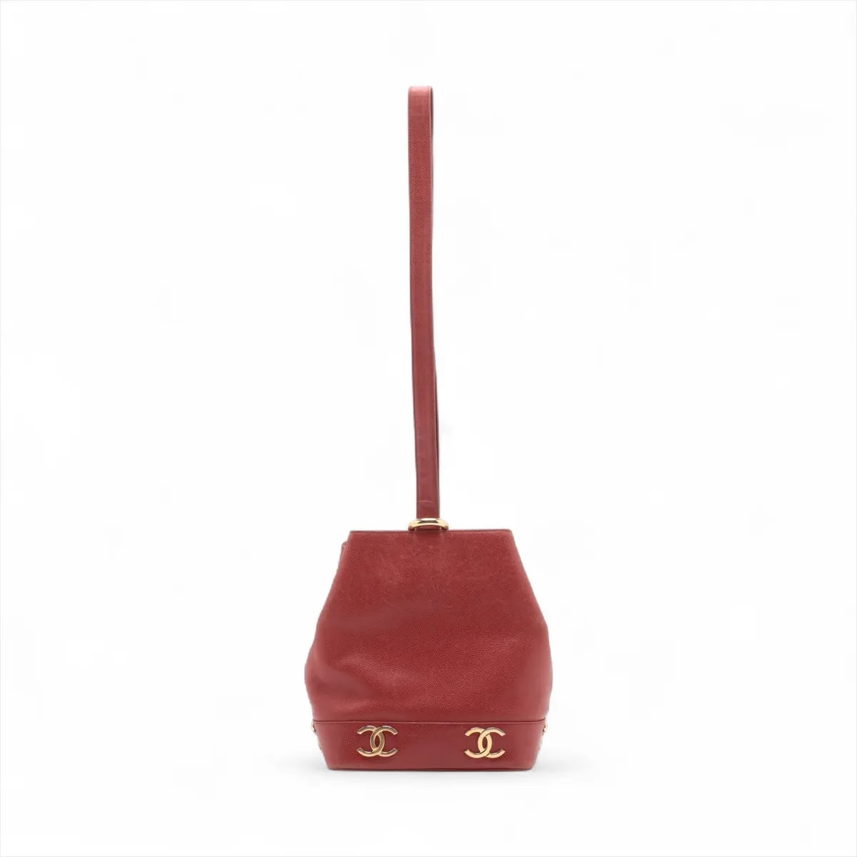 ■美品 シャネル トリプルココ キャビア スキン 巾着ショルダーバッグ