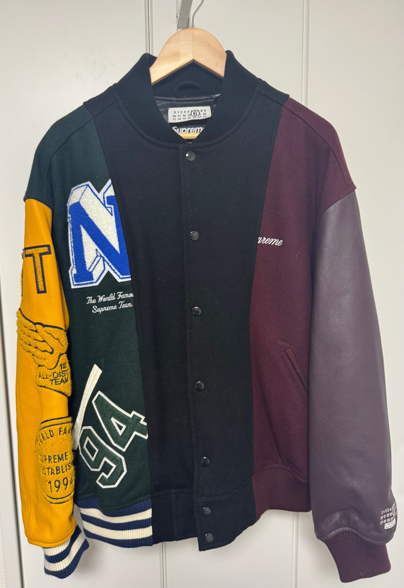 Supreme x MM6 Maison Margiela Split Varsity Jacket "Multicolor"